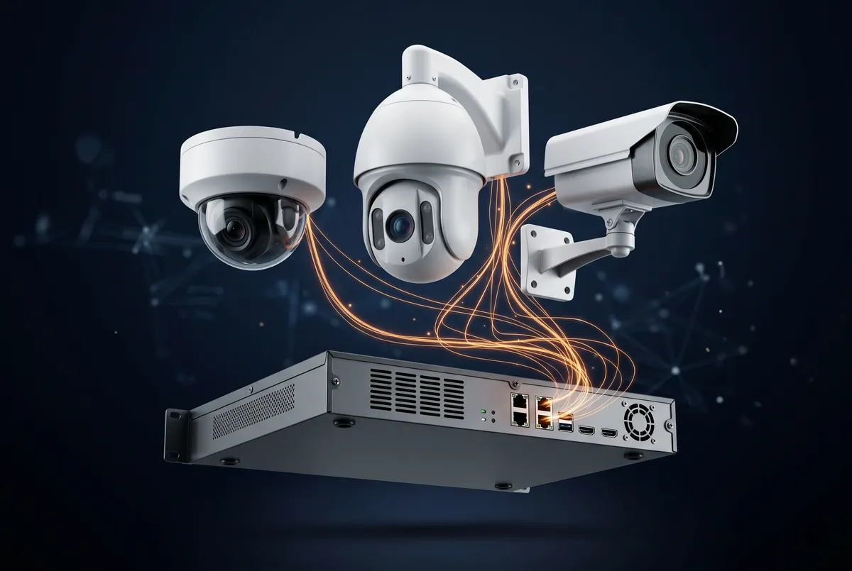 IP Care CCTV engineer installing dome cameras and NVR systems across UAE sites